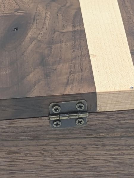 Walnut and Maple Wooden Keepsake Box with Hinged Lid, Handmade Jewelry Box, Brass Hinges, Watch Box for Men, Anniversary or Christmas Gift – photo 7