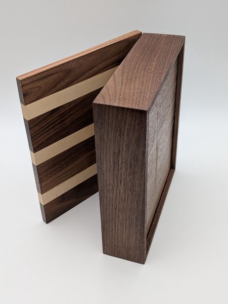 Walnut and Maple Wooden Keepsake Box with Hinged Lid, Handmade Jewelry Box, Brass Hinges, Watch Box for Men, Anniversary or Christmas Gift – photo 12