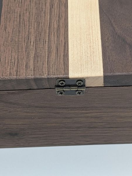 Walnut, Maple and Ebony Inlay Keepsake Box with Hinged Lid, Handmade Wooden Jewelry Box, Brass Hinges, Watch Box, Christmas Gift for Him – photo 6
