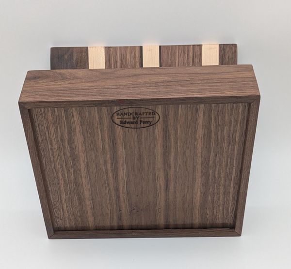 Walnut, Maple and Ebony Inlay Keepsake Box with Hinged Lid, Handmade Wooden Jewelry Box, Brass Hinges, Watch Box, Christmas Gift for Him – photo 7