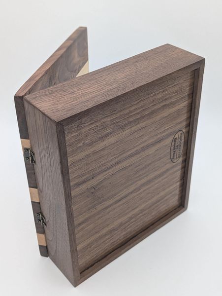 Walnut, Maple and Ebony Inlay Keepsake Box with Hinged Lid, Handmade Wooden Jewelry Box, Brass Hinges, Watch Box, Christmas Gift for Him – photo 9