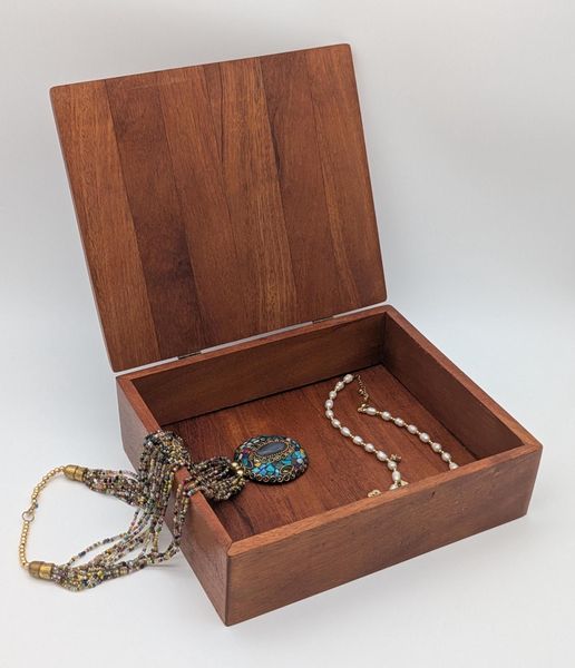 Mahogany Wooden Keepsake Box with Hinged Lid, Handmade Jewelry Box, Brass Hinges, Memory Box, Watch Box for Men, Anniversary Gift for Him – photo 3
