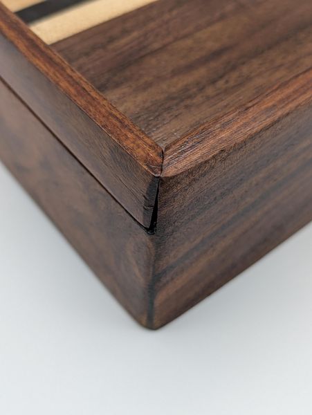 Handcrafted Siding Lid Box from Walnut, Ebony & Maple - Small Wooden Storage Box, Desk Organizer, Birthday Gift – photo 4