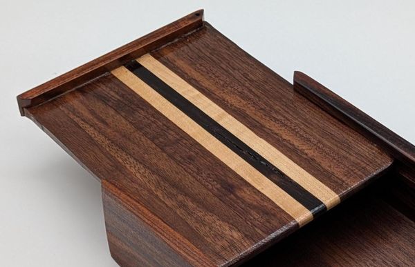 Handcrafted Siding Lid Box from Walnut, Ebony & Maple - Small Wooden Storage Box, Desk Organizer, Birthday Gift – photo 7
