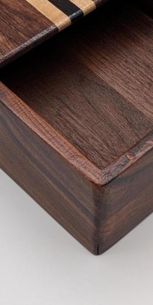Handcrafted Siding Lid Box from Walnut, Ebony & Maple - Small Wooden Storage Box, Desk Organizer, Birthday Gift – photo 9